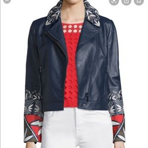 Tory Butch Embroidered Leather Jacket